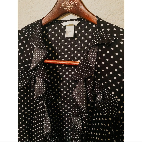 H&M Polka Dot Ruffle Wrap Blouse - Picture 3 of 4